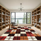 Rustic Red and Earthy Plaid Grid Rug
