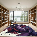 Abstract Purple Eggplant Ink Brush Art Rug