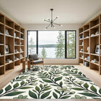 Elegant Olive Green Botanical Jasmine Rug