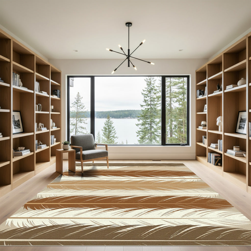 Earthy Tone Layered Feather Rug
