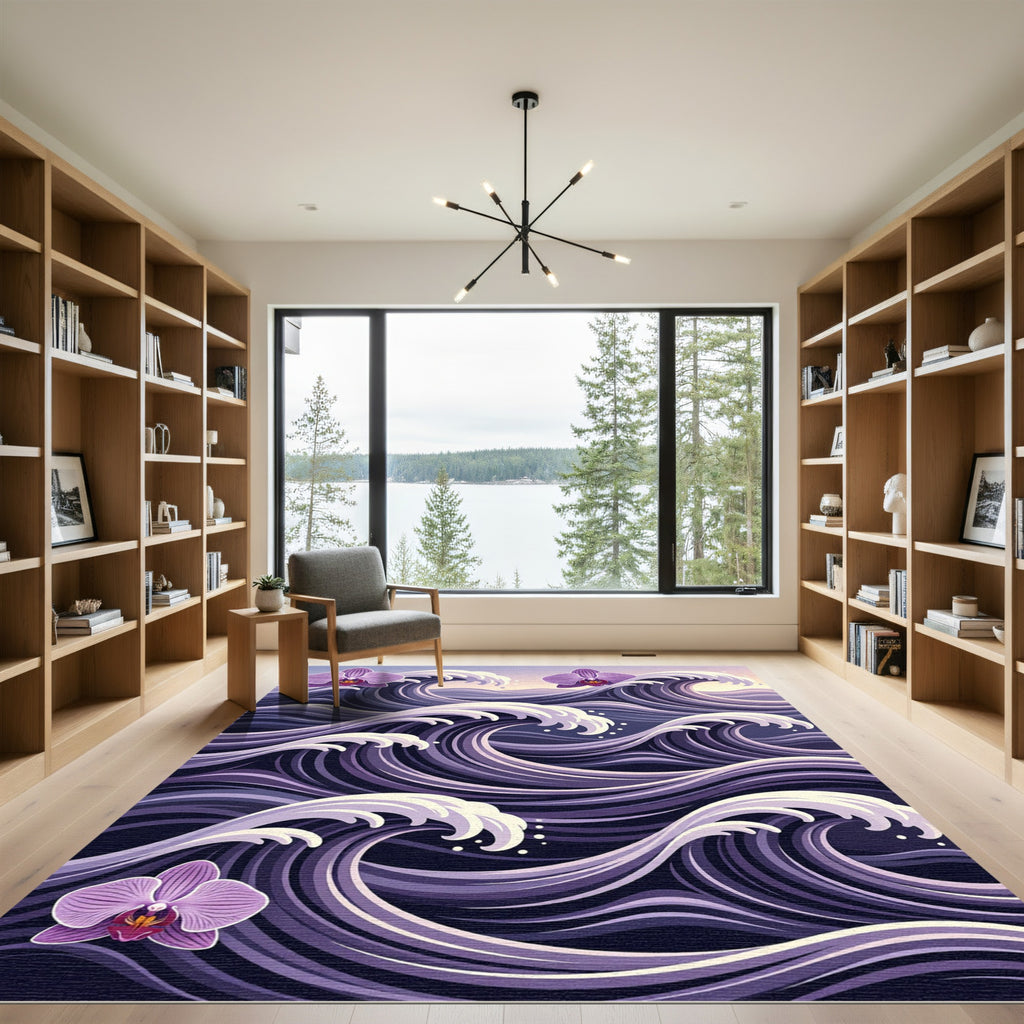 Purple Orchid Ocean Wave Rug