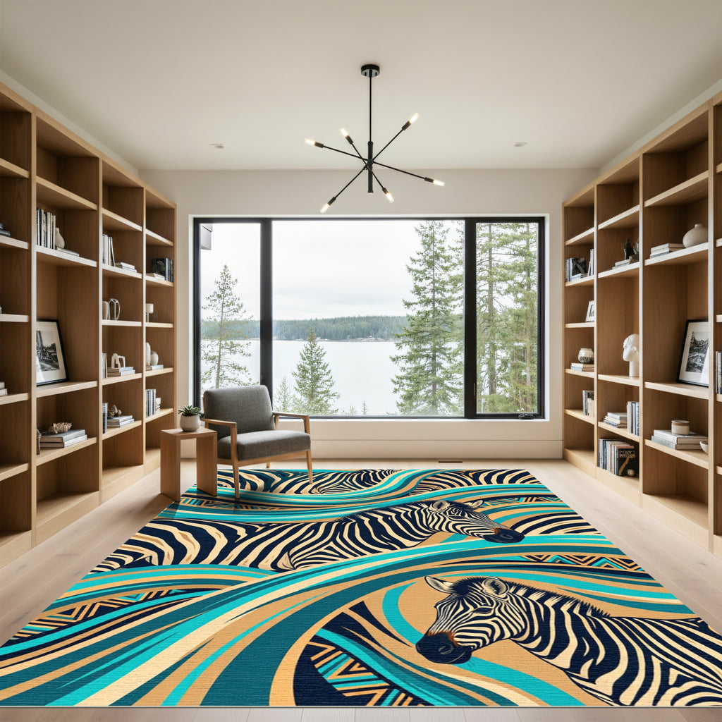 Bold Zebra Stripes Wave Composition Rug