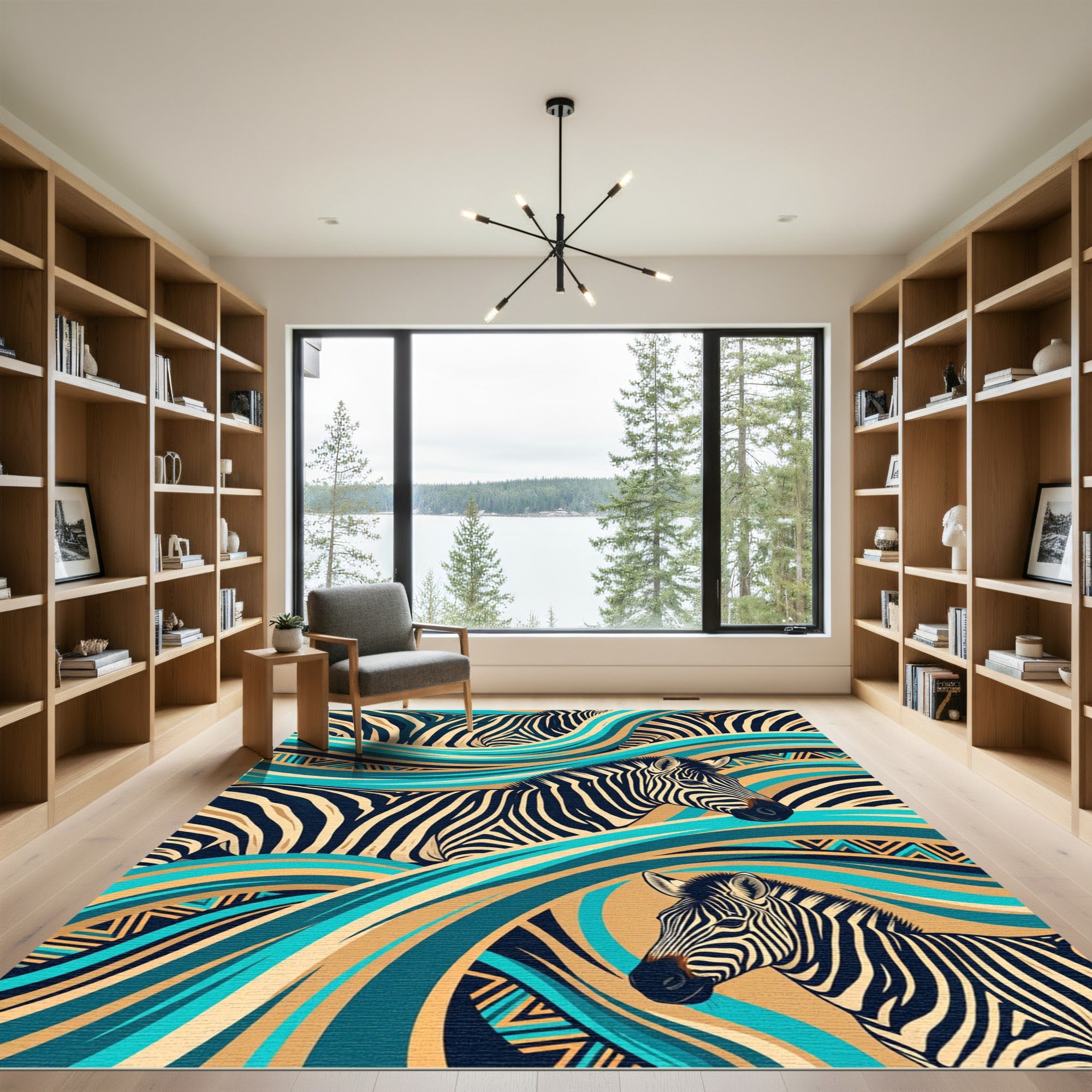 Bold Zebra Stripes Wave Composition Rug