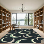 Sage and Cream Minimalist Crescent Moon Rug