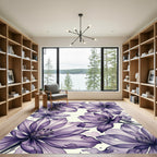 Ethereal Watercolor Purple Floral Bloom Rug