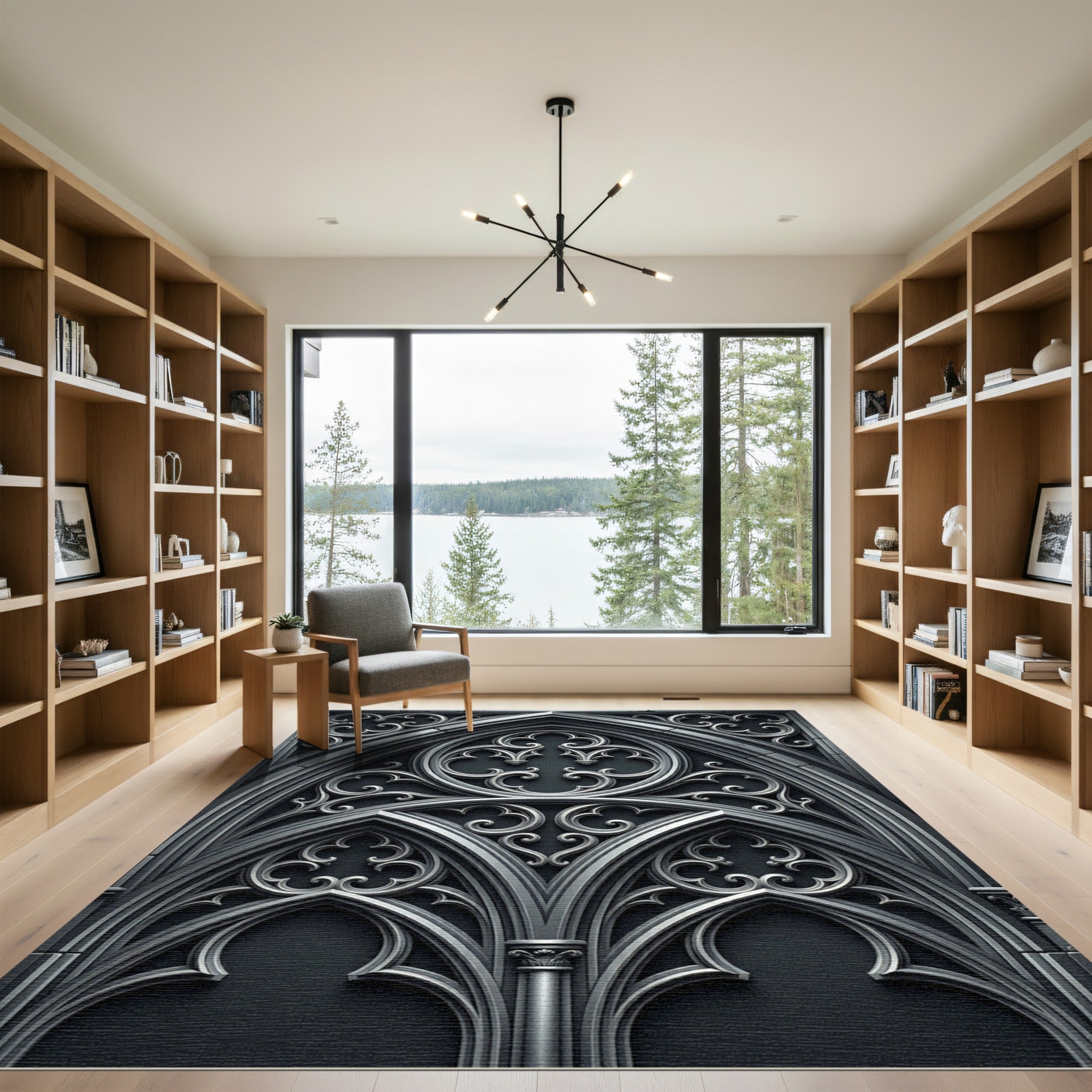 Gothic Grey Architectural Arch Rug
