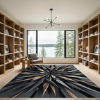 Sharp Geometric Wood Carbon Fiber Starburst Rug