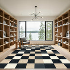 Modern Neutrals Checkerboard Block Grid Rug