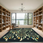 Celestial Sage Green Dreamcatcher Illustration Rug