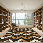 Earthy Chevron Wood Grain Stripe Rug