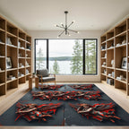 Red Winged Cherub Heart Triptych Rug