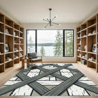 Gray Wood Lattice Over White Stone Rug