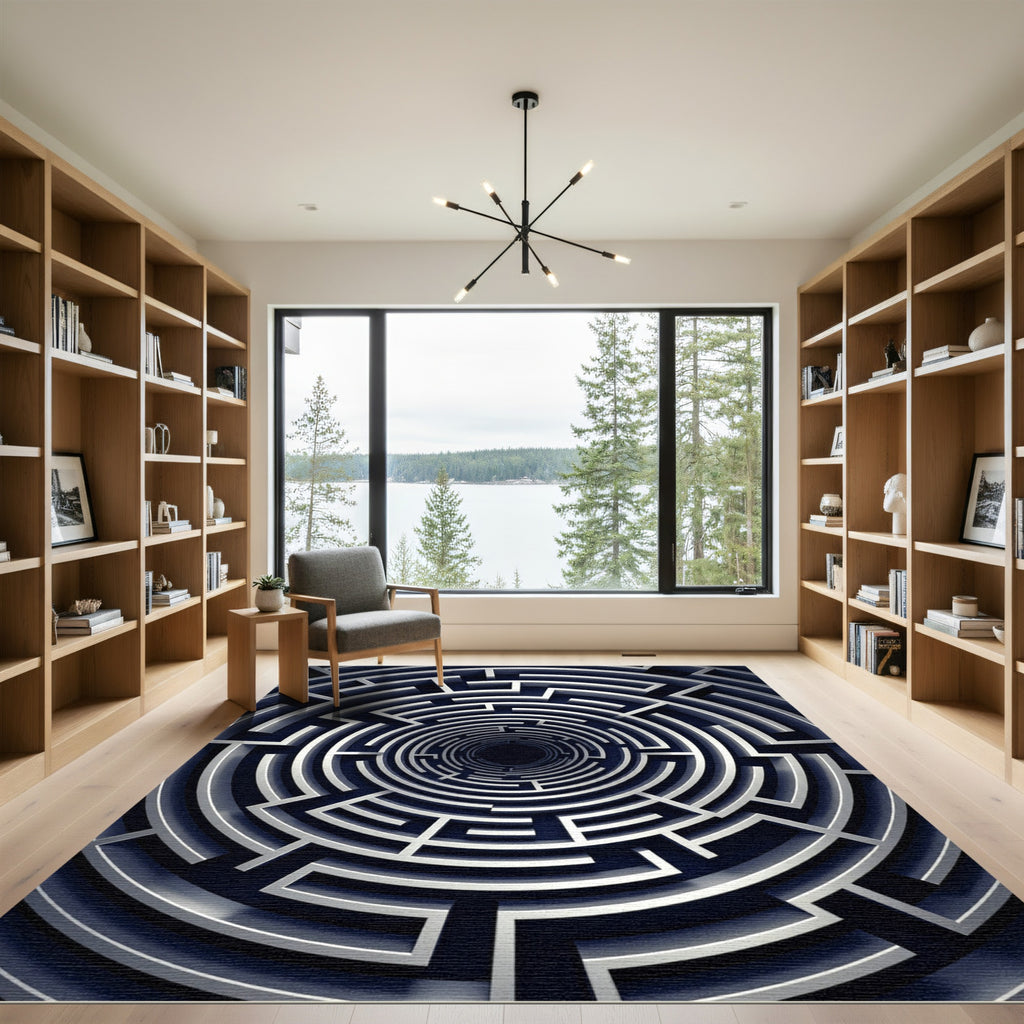 Monochromatic Circular Labyrinth Vortex Rug