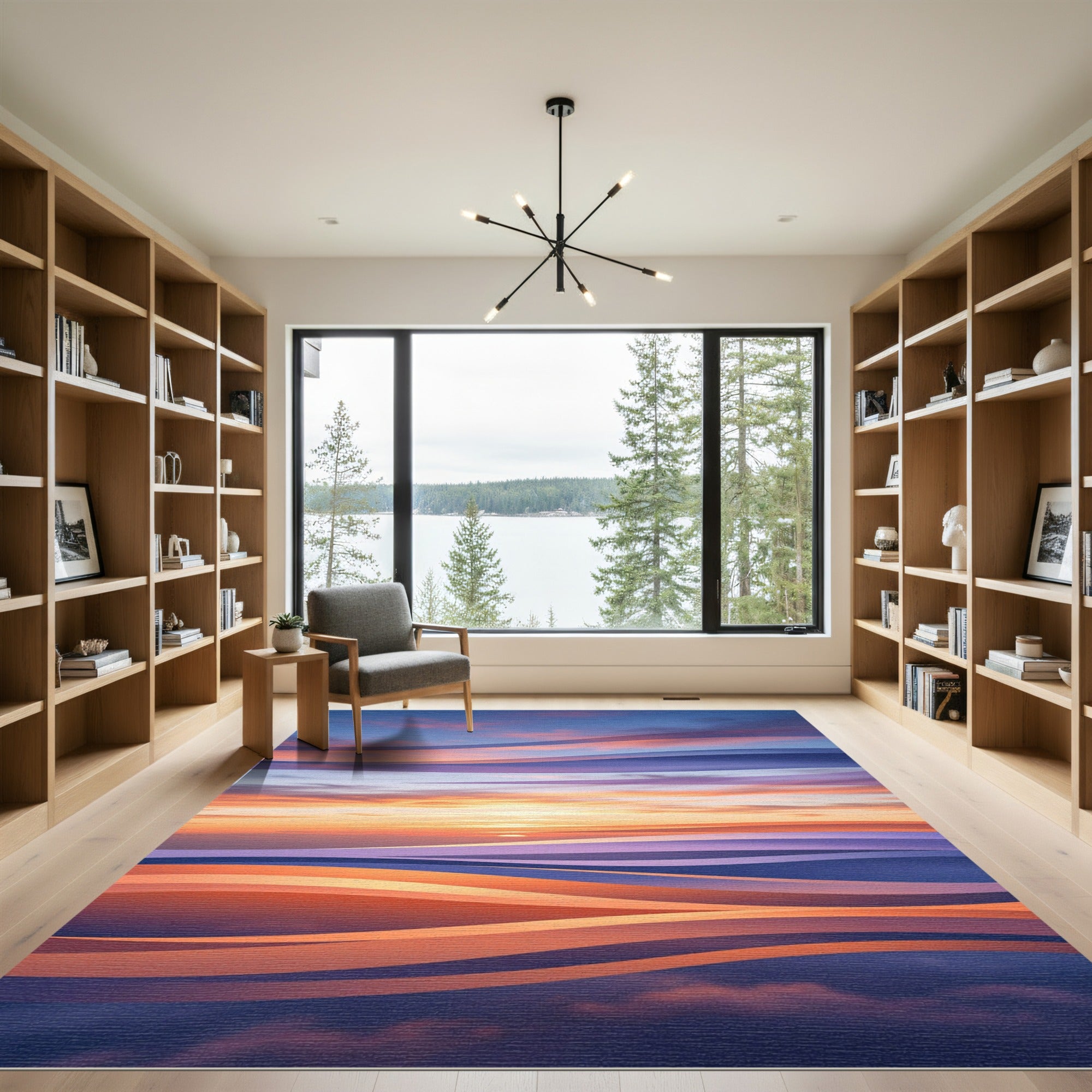 Sunset Horizon Wavy Abstract Area Rug