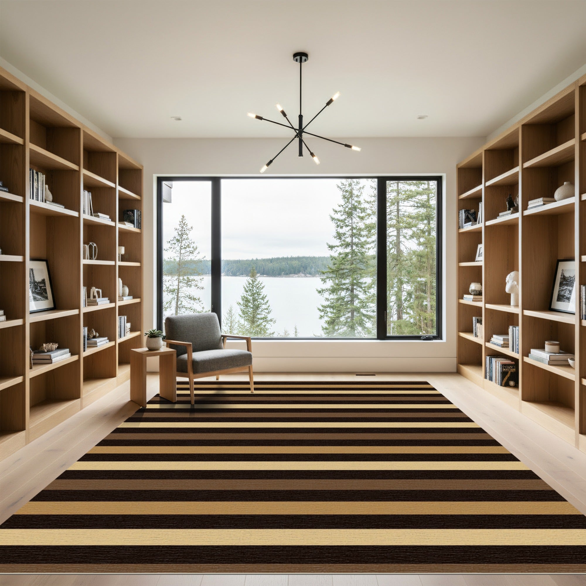 Modern Earthy Tones Linear Striped Rug