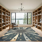 Vintage Slate Geometric Starburst Compass Rug