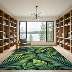 Verdant Rainforest Leaf Mosaic Art Rug