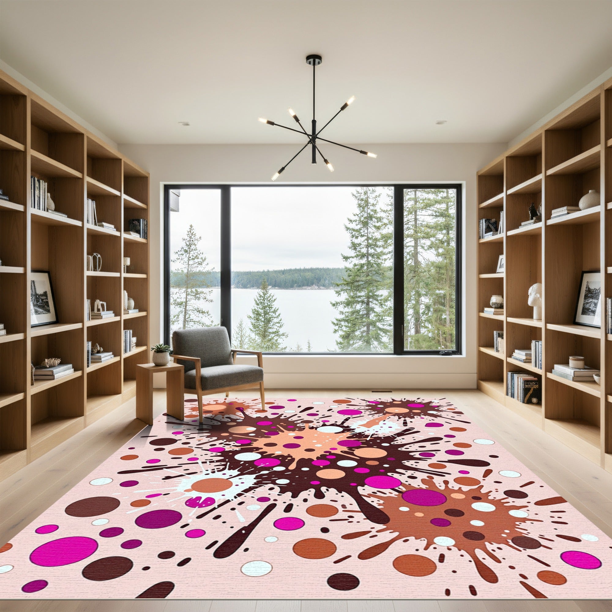 Vibrant Polka Dot Splatter Burst Rug