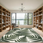 Lush Emerald Tropical Fern Forest Rug