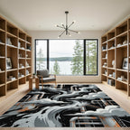 Industrial Gray Smoking Factory Skyline Rug