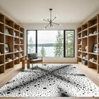 Black and White Abstract Polka Dot Rug
