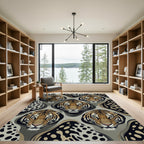 Ferocious Tiger Faces Brown Ochre Spots Rug