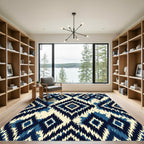 Deep Indigo Tribal Diamond Splatter Rug