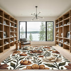 Rich Bronze Floral Botanical Arrangement Rug