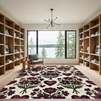Deep Plum Floral Heart Bouquet Rug