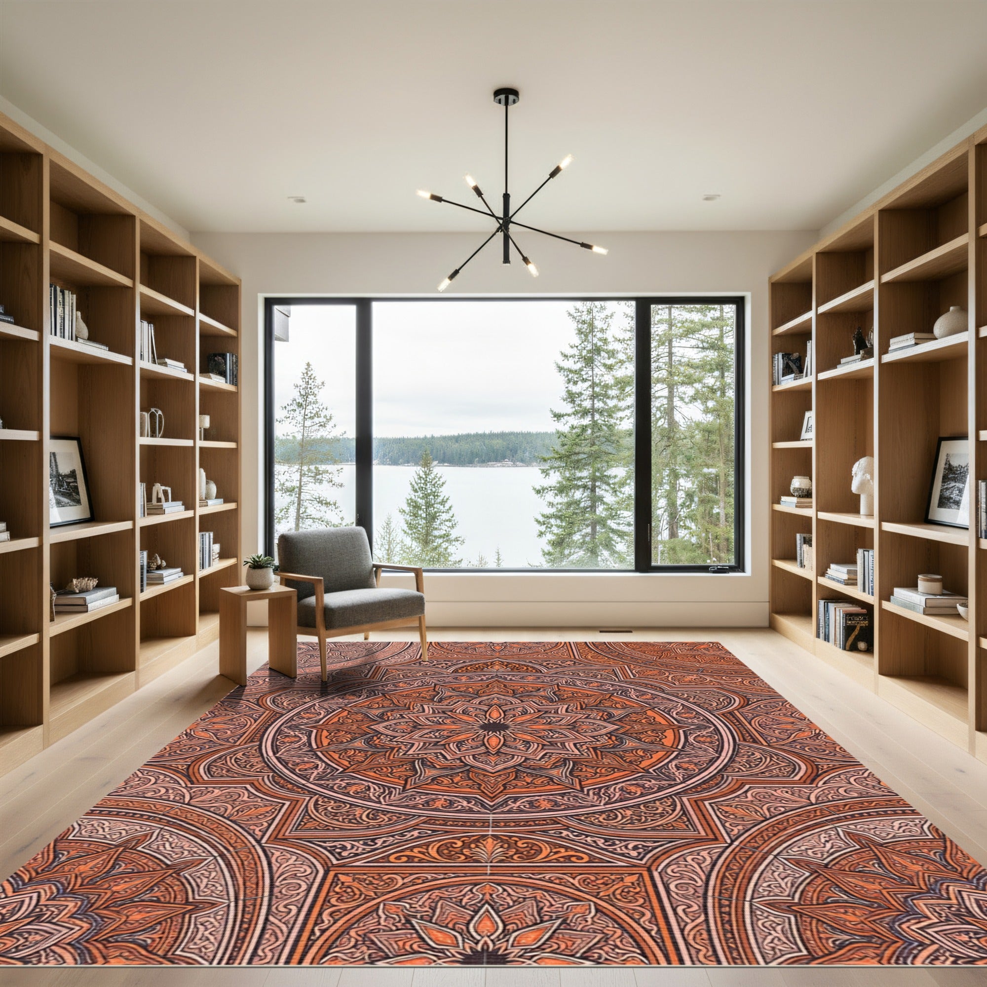 Burnt Orange Intricate Mandala Rug