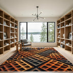 Golden Waffle Grid Geometric Accent Rug