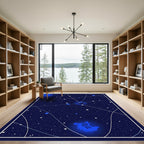 Deep Blue Celestial Cosmic Figures Rug