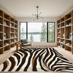 Earthy Zebra Striped Animal Texture Rug