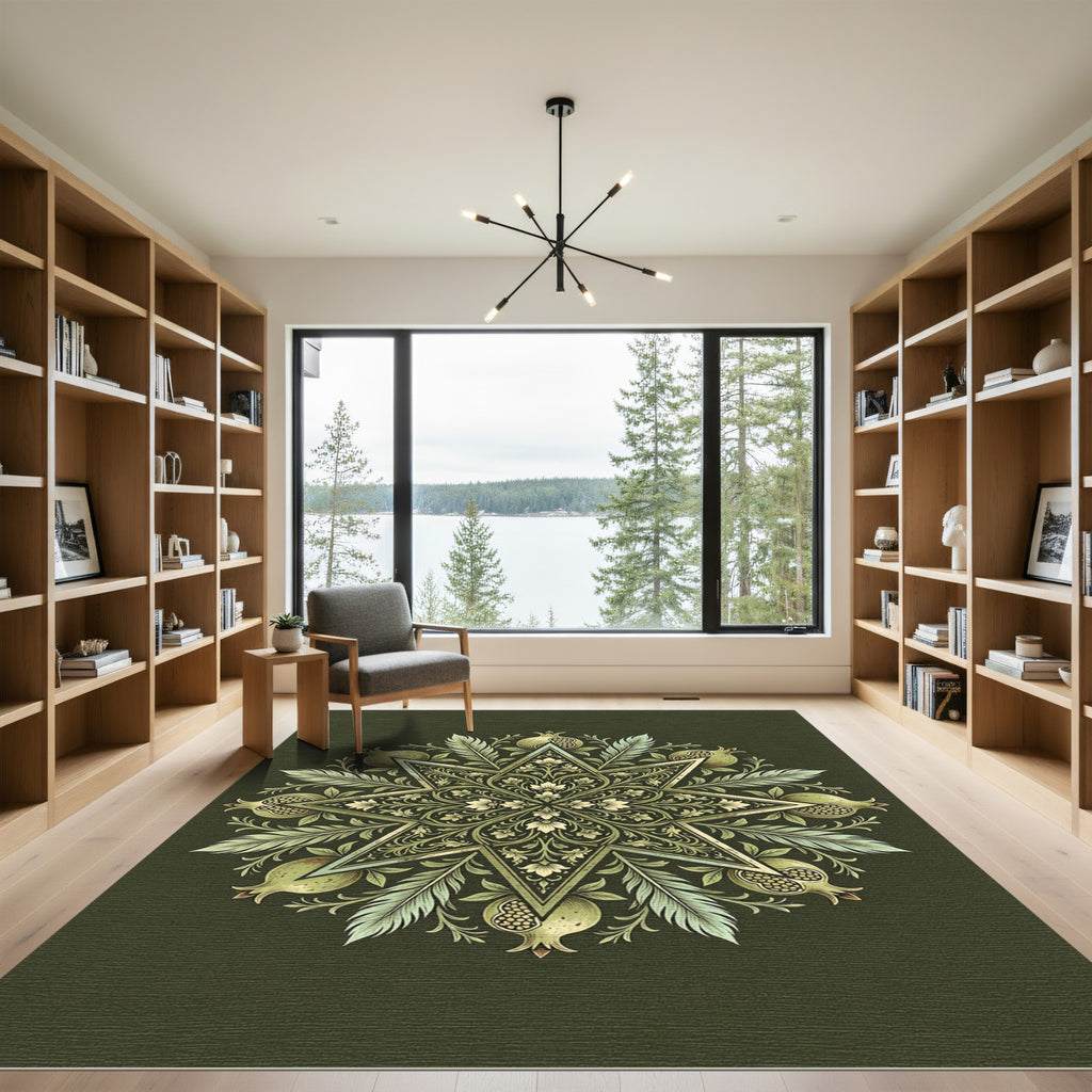 Sage Green Pomegranate Star Medallion Rug
