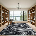 Monochromatic Swirl Marble Effect Rug