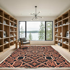 Geometric Terracotta Interwoven Lattice Art Rug