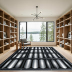Modern Metallic Silver Vertical Column Grid Rug