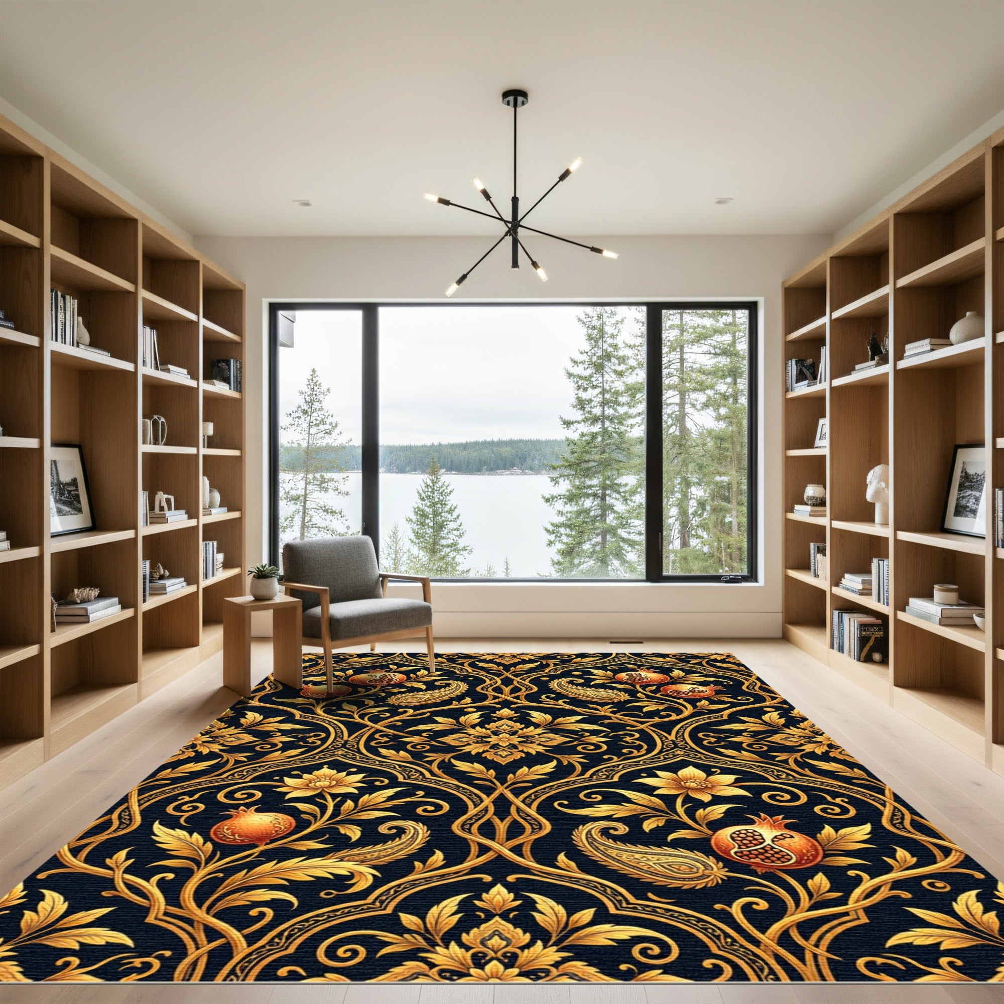 Golden Pomegranate Paisley Vines Rug