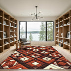 Terracotta Geometric Diamond Mosaic Quilt Rug