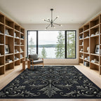Ornate Silver Acanthus Scroll Work Rug