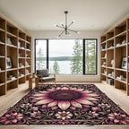 Vintage Pink Botanical Sunflower Medallion Rug