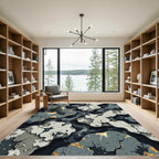 Abstract Cracked Stone and Smoke Texture Rug