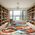 Retro Inspired Heart Wave Composition Rug
