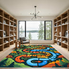 Vibrant Forest Path Numbered Game Landscape Rug