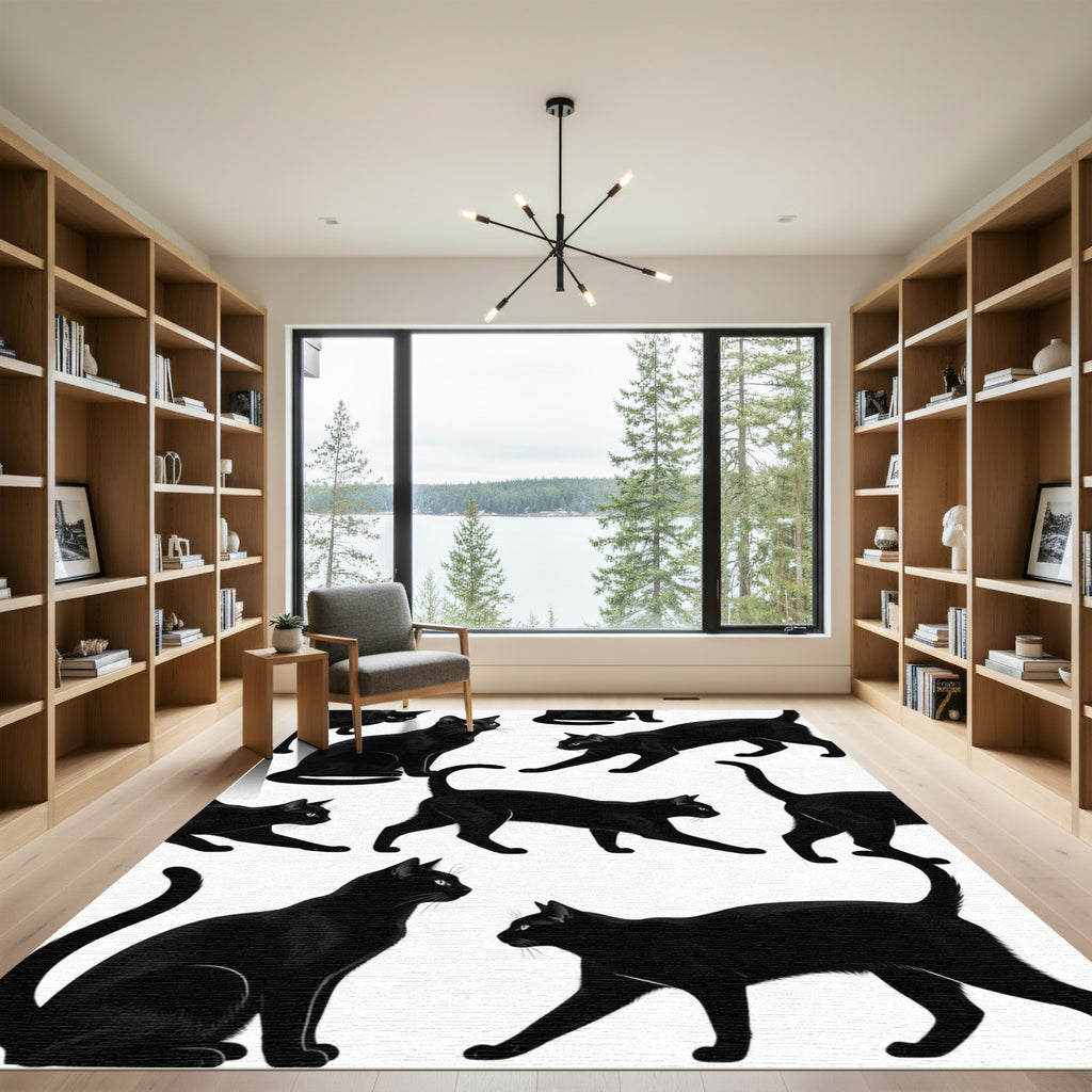 Midnight Black Cat Compilation Rug