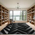 Monochrome Geometric Chevron Abstract Rug