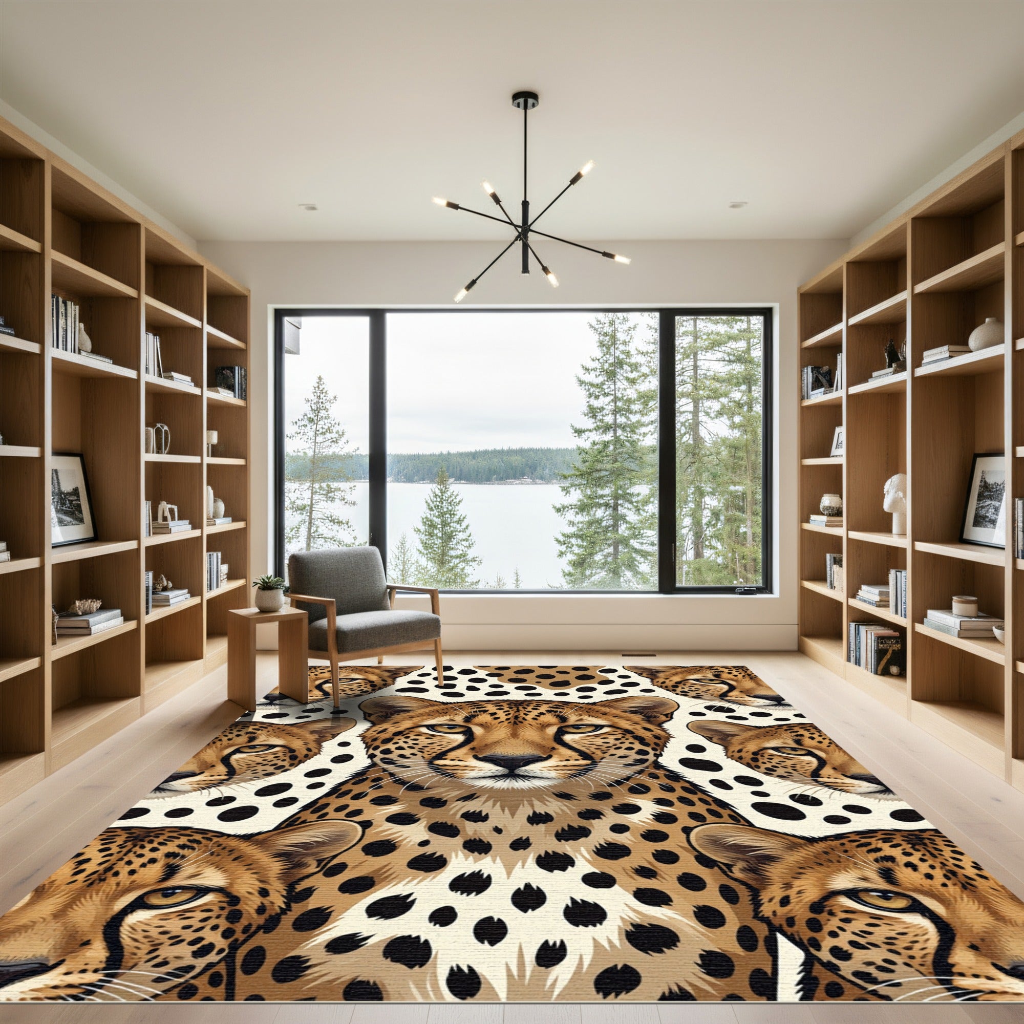 Golden Cheetah Spot Collage Rug