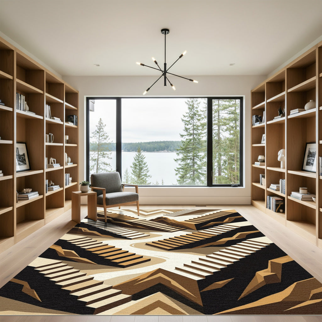 Abstract Terraced Ascent Monochrome Rug