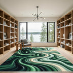 Emerald Green Swirl Abstract Rug