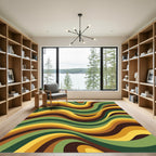 Retro Earth Tone Wavy Abstract Art Rug